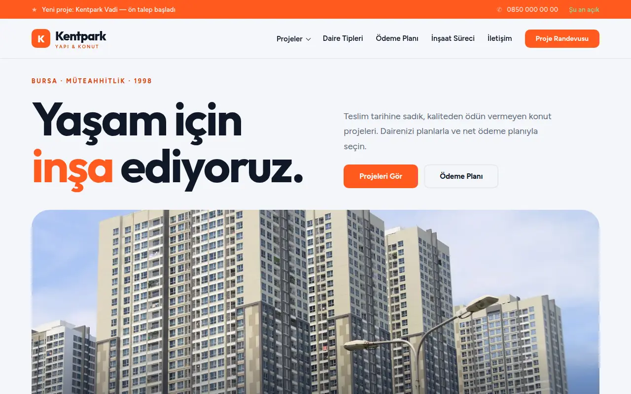 Emlak Ofisi Web Sitesi — Kentpark Konut Projeleri
